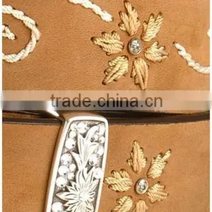 Western Belts Brown Leather Belt With Feminine Floral Stitched Belts thumbnail-2