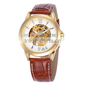 Oem Genuine Leather Men's Teenage Fashion Skeleton Automatic Mechanical Watch Waterproof thumbnail-4