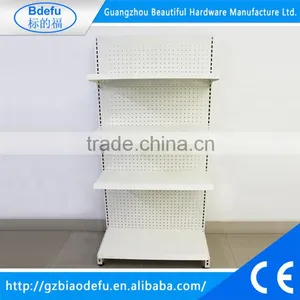 Steel Cantilever Shelf Single Sided White Peg Board With Three Shelves and Peghooks thumbnail-1