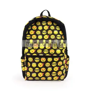 Emoji Printed High School Bag Backpack,smile Face Canvas Daypack Backpack Cool Cute Emoji Backpack thumbnail-1