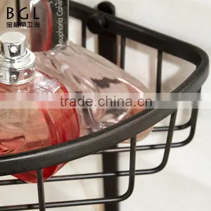 America Style Wall Mounted Bath Fittings ORB and Vacuum Plating Brass Hanging Corner Basket for Bathroom Storage thumbnail-4