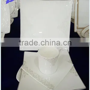 Bone China Square Dinner Sets for 6 People thumbnail-3