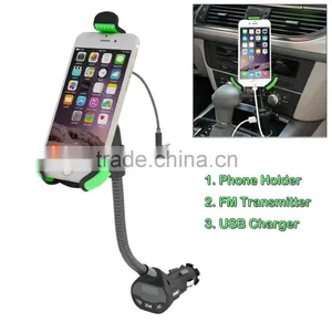 3in1 Universal Car Mount Holder With USB Charging Port And FM Transmitter For Smart Phones thumbnail-2