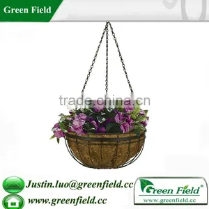 Black Hanging Flower Basket With Coco Mat thumbnail-1