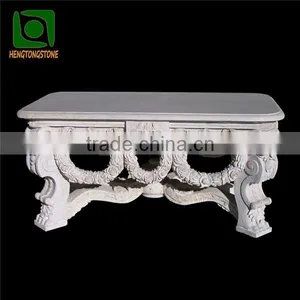 Hand Carved White Marble Indoor Decorative Table thumbnail-1