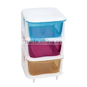 3 DRAWER WIDE CART AQUA BLUE TINT STORAGE ORGANIZER NEW thumbnail-1
