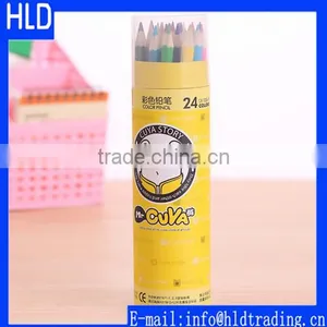 Factory Wholesale School Kids 24 Colors Recycled Wooden Colored Pencils With Tube thumbnail-1