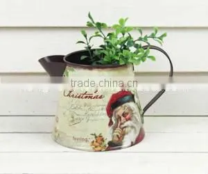 Santa Clause Small Decorative Antique Garden Metal Watering Can thumbnail-1