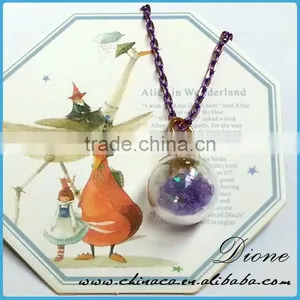 New Real Dried Flower Glass Ball Pendant Glass Dome Pendant Necklace thumbnail-2