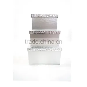 Household Set Of 3 Rectangular Faux Leahter Storage Box With Lid thumbnail-3