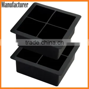 Hiqh Quality 4 Caves Silicone Ice Cube Tray / 4 Cubes Square Silicone Ice Mold thumbnail-1