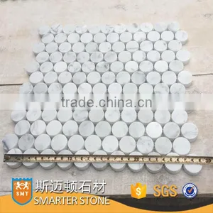 White Marble Carrara Round Mosaic Diameter 25x25 mm for Wall thumbnail-1