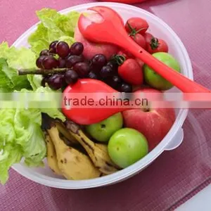BFA Free Big Salad Bowl Set With Lid/plastic Big Salad Bowl Set With Fork thumbnail-2