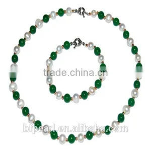 Wholesale Malaysia Jade & Pearls Jewelry Set thumbnail-1