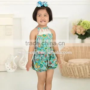 New Arrival Baby Cute Design Girls Satin Floral Lace Backless Sling Cotton Jumpsuit Romper For Kids thumbnail-5