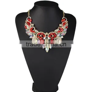 Vintage Ethnic Luxury AB Shinnning Ges Women Chunky Coral Necklace thumbnail-1