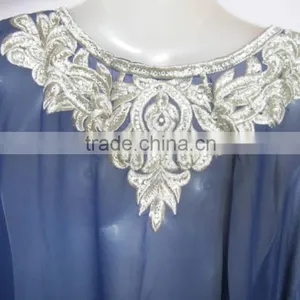 BLUE EMBROIDERED Georgette CAFTAN Kaftan Tunic Poncho Zip Cover up thumbnail-4