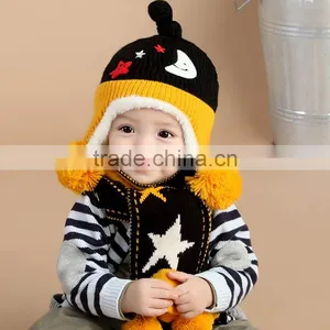 TC17004 Latest Fashion Funny Baby Fur Pom Pom Hat High Qulity Winter Warm Baby Beanie Hats Wholesale thumbnail-3