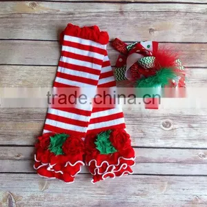 Baby Ruffle Flower Legging Warmers Christmas Stripe Baby Kids Leg Warmer thumbnail-4