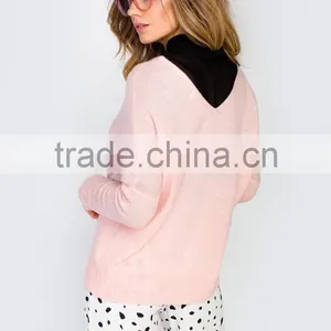 Women Pink Cashmere Pullover Sweater 2016 thumbnail-3