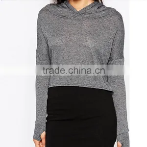China Promotional Supreme Quality Custom Cropped Top Hoodie With Glove thumbnail-1
