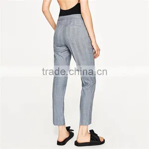 OEM Side Pockets Kinny Herringbone Light Blue Trousers Womens thumbnail-4