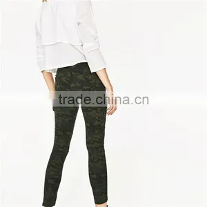 2017 Khaki Ankle Cargo Woodland Camouflage Pants for Women thumbnail-5
