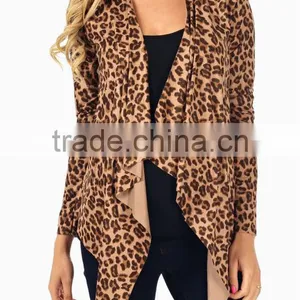 MOCHA BLACK ANIMAL PRINT SUEDE MATERNITY CARDIGAN WHOLESALE MATERNITY CLOTHES CHINA thumbnail-1
