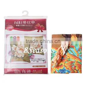 Handmade Multicolor Flower Pattern Square Throw Pillow Cotton Cross Stitch thumbnail-1