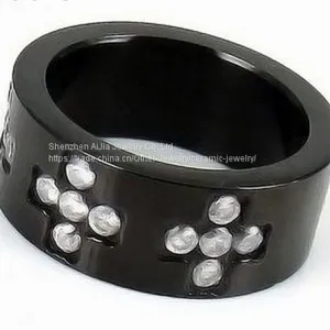 Black Stainless Steel Diamond Rings 8mm For Anniversary thumbnail-4