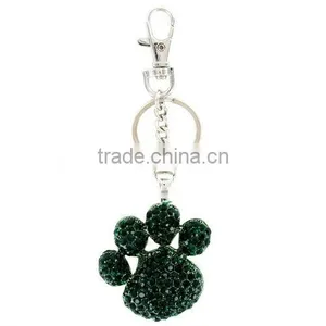 Total Length: 5.25" Long * 2.5" Crystal Paw Print * Silvertone Keyring and Lobster Claw Clasp * Lead Safe thumbnail-1