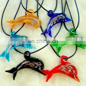 Lampwork Glass Dolphin Pendant Necklace CTN1108-10 thumbnail-1