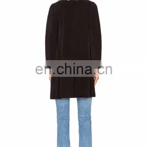 Embroidered Detail Along the Neckline Turkish Women Coat thumbnail-5