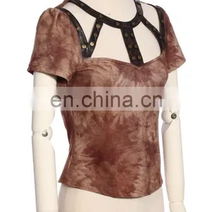 Steampunk Women's Open Chest Short Sleeve Top by RQBL thumbnail-2