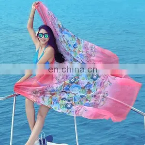 2018 New Spring All-match Printing Large Shawl Conditioning Summer Sun Beach Towel Silk Scarf Wholesale thumbnail-2