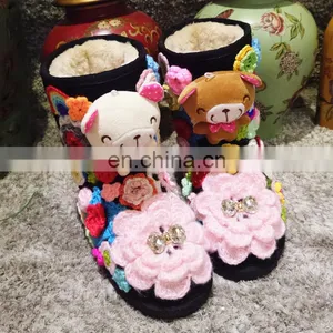 Aidocrystal Warm Ladies Black Boots Fashion DIY Knitting Flower Shoes 2016 Winter Woman Boots thumbnail-1