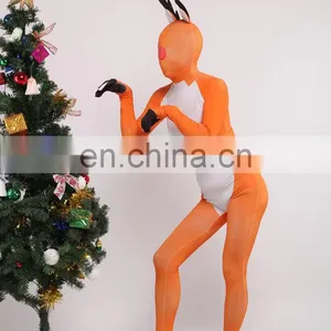 Christmas Day Santa Deer Full Body Spandex Lycra Cosplay Costume Orange thumbnail-1