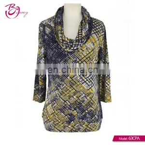 GuangZhou Supplier Cowl Neck Turkish Style Free Size Ladies Tunic for Fall Season thumbnail-1