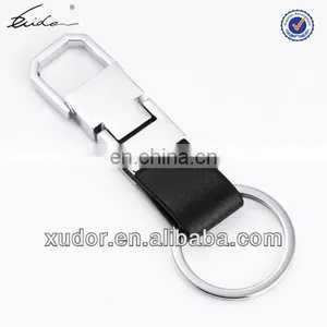 Chrome Plated Plus Leather Designer Keychain thumbnail-1