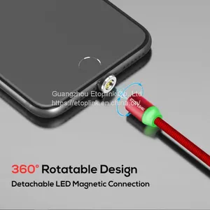 1M Magnetic Charge Cable , Micro USB Cable For IPhone XR XS Max X Magnet Charger USB Type C Cable LED Charging Wire Cord thumbnail-5