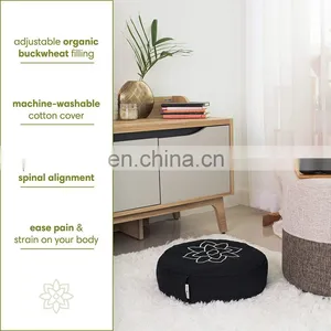 Large Meditation Cushion Pillow Zafu Yoga Bolster Meditation Pillows Buckwheat Hull Filled Round Cushion With Removable Cover thumbnail-2