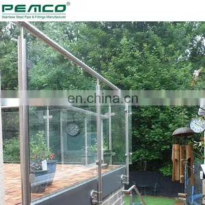 Indoor Staircase Glass Balustrade Post Stainless Steel Stair Glass Railing Clamp Designs thumbnail-4