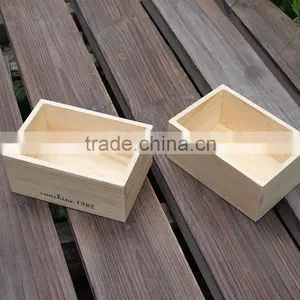 Silk Printing Logo Natural Color Solid Pine Wood Boxes thumbnail-3