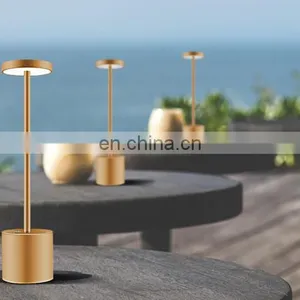 Customed Wholesale Mental Indoor LED Table Bar Lamp Decorative Cordless Usb Rechargeable Restaurant Hotel Dinner Lamp thumbnail-7