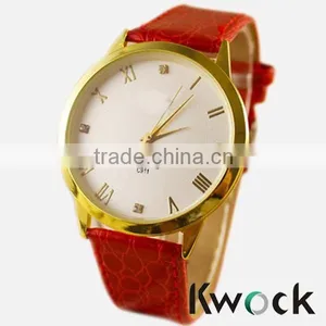 Geneva Clocks Unisex Leather Band Quartz Vogue WristWatch Alloy Women Men Watch Luxury Brand Hot Promotions thumbnail-1