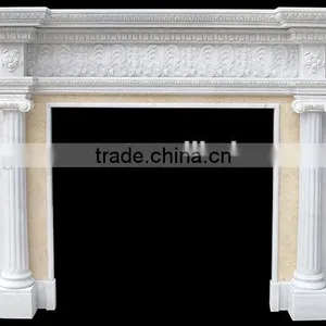 Indoor High Quality White Marble Stone Fireplace thumbnail-4