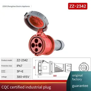 Aviation Industry 3-pin Plugs and Sockets for Outdoor Use, Ip67 Rated, Fireproof and Flame-retardant, Cqc Certified by Zhongzhao Electrical Appliances thumbnail-1