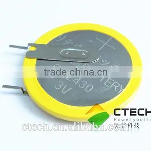 3V Lithium Battery CR2430 Button Cell With Solder Tags Lithium Battery thumbnail-1