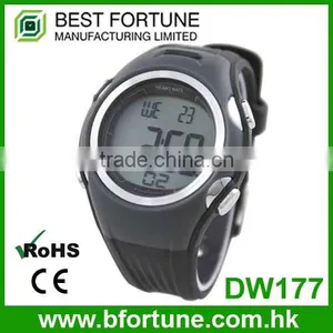 DW177 Black Color Digital Rubber Chrono, Timer, Alarm ,heart Rate Monitor Watch thumbnail-1