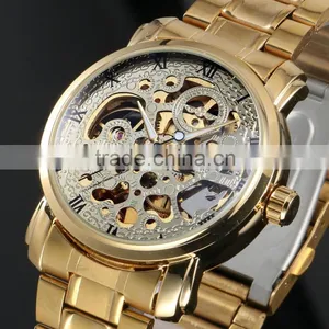 2016 Brand New Gold Watch Custom Logo Automatic Self Winding Wrist Watch for Men ZB007 thumbnail-1